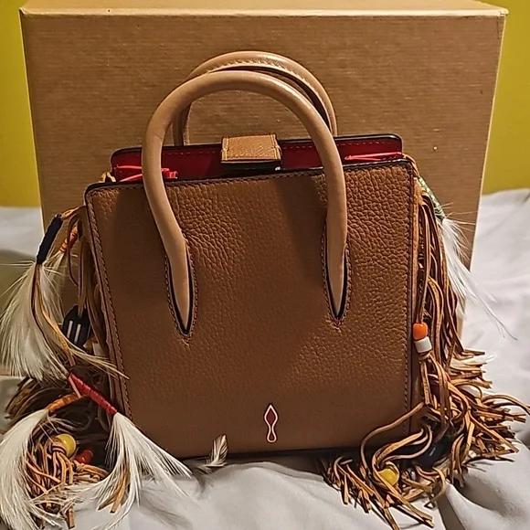 Brown Structured Tote with Textured Leather and Short Handles - Picture 4 of 7